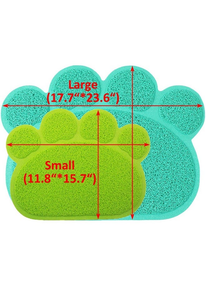 JOYJULY - Pvc Pet Dog Cat Puppy Kitten Dish Bowl Food Water Feeding Placemat, Non-Slip Cat Litter Mat Paw Shape, Grey Large - Image 1