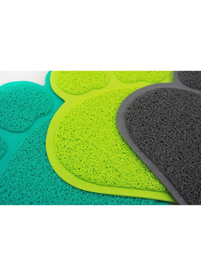 JOYJULY - Pvc Pet Dog Cat Puppy Kitten Dish Bowl Food Water Feeding Placemat, Non-Slip Cat Litter Mat Paw Shape, Grey Large - Image 1