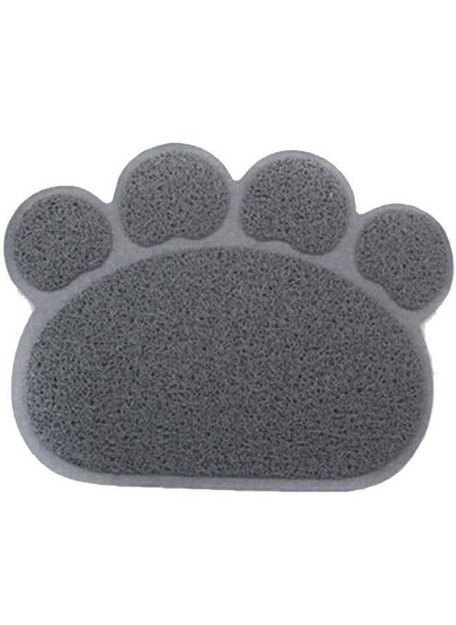 JOYJULY - Pvc Pet Dog Cat Puppy Kitten Dish Bowl Food Water Feeding Placemat, Non-Slip Cat Litter Mat Paw Shape, Grey Large - Image 1