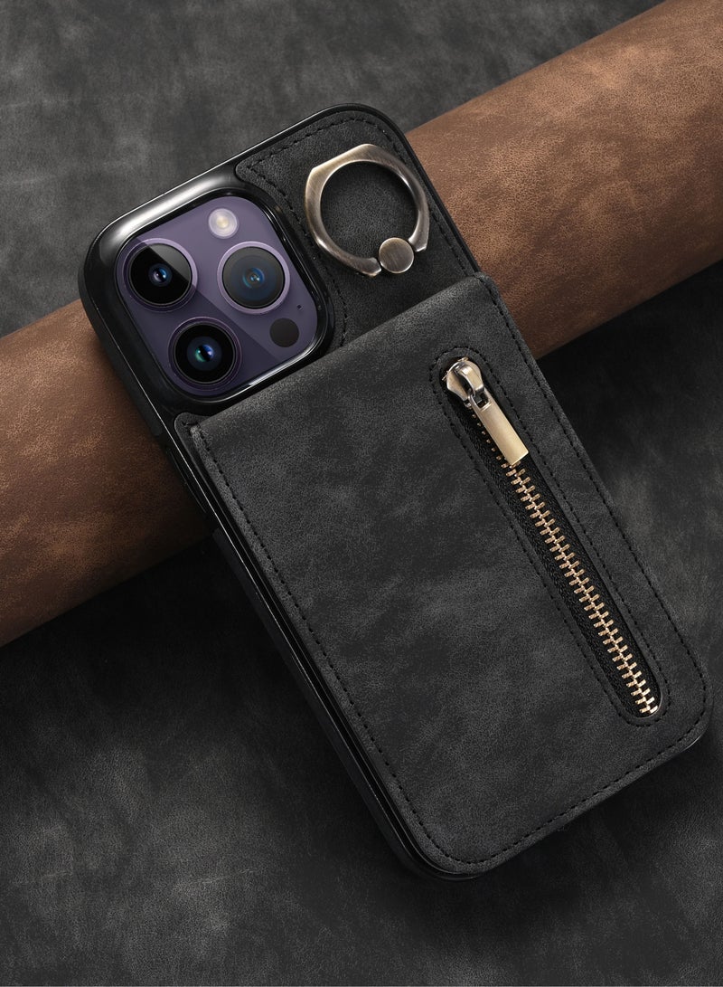 Suteni Back Cover Leather Card Slots Phone Case for iPhone - Image 1