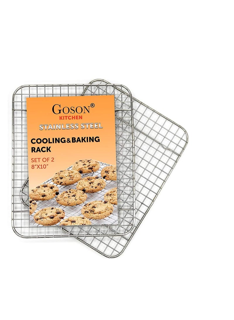 Goson Goson Heavy Duty Stainless Stain Bakeware, Baking, Cooling, Oven Roasting, Broiler Rack, 8in by 10in, Cross Wire, Pack of 2, Compatible with Various Baking Sheets Oven Pans - Image 1