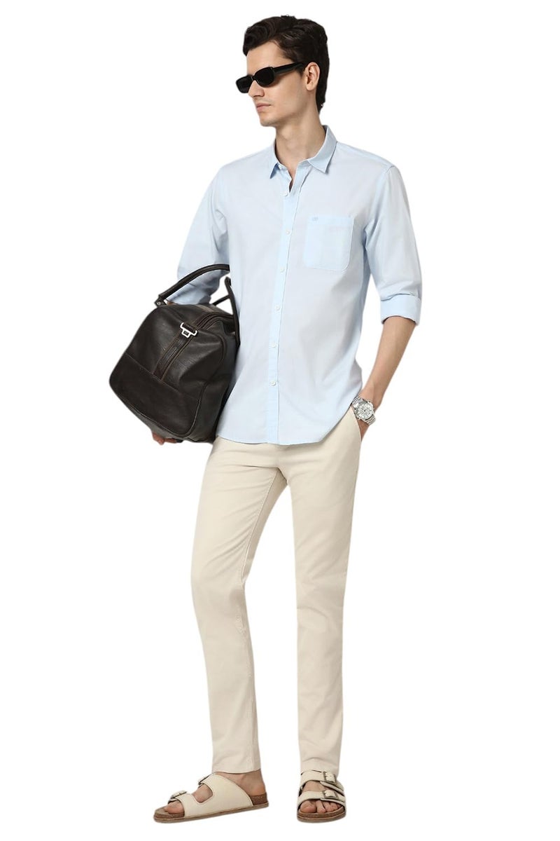 Peter England Men Cream Solid Low Skinny Fit Trousers - Image 5