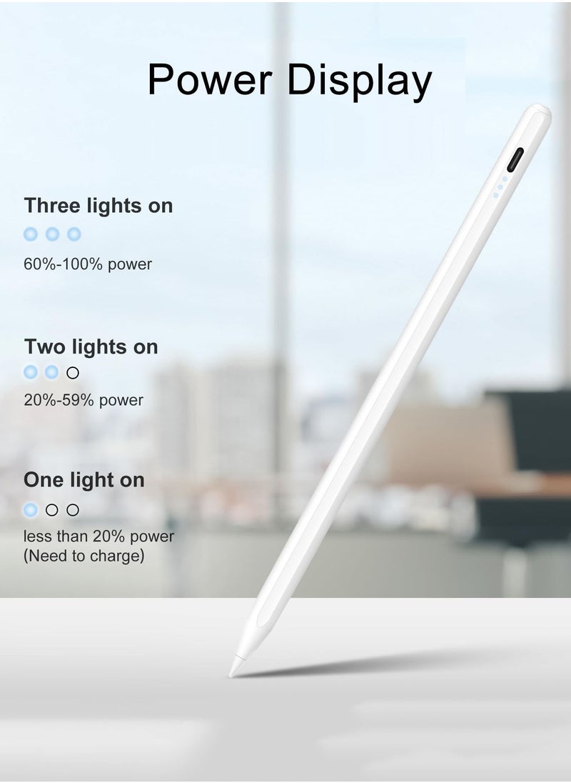joyzzz قلم شاشة لجهاز iPad، قلم Apple iPad سريع الشحن لمدة 13 دقيقة مع وظيفة اللمس المضادة لراحة اليد، حساسية للإمالة، مناسب لجهاز iPad Air 3/4/5، iPad Mini 5/6، iPad 6/7/ 8/9 2018-2022 /10، آيباد برو 11 بوصة  - Image 3