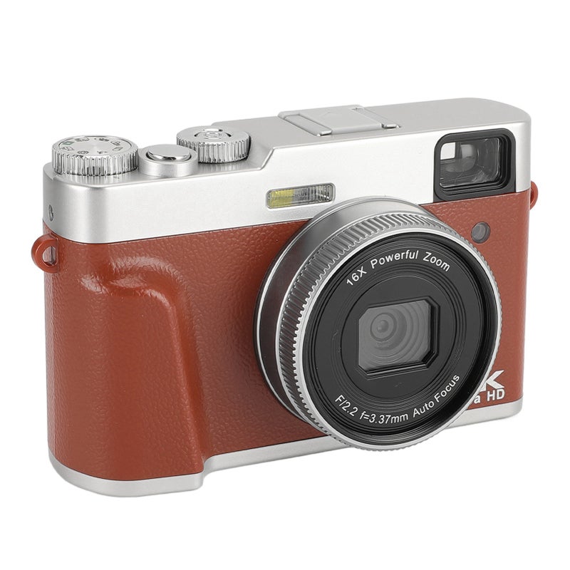 4K 48MP Digital Camera 2.8inch Screen Anti Shake 16X Digital Zoom Video Camera Compact Point and Shoot Travel Camera Brown - Image 2