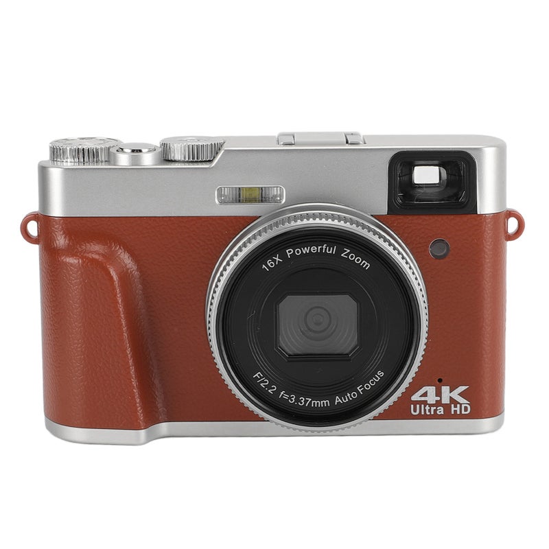 4K 48MP Digital Camera 2.8inch Screen Anti Shake 16X Digital Zoom Video Camera Compact Point and Shoot Travel Camera Brown - Image 3