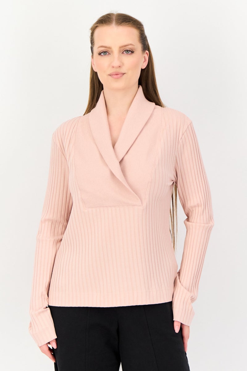 Nike سويت شيرت رياضي طويل الأكمام بتصميم فضفاض للنساء، وردي - Image 1