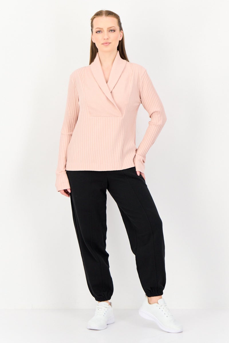 Nike سويت شيرت رياضي طويل الأكمام بتصميم فضفاض للنساء، وردي - Image 3