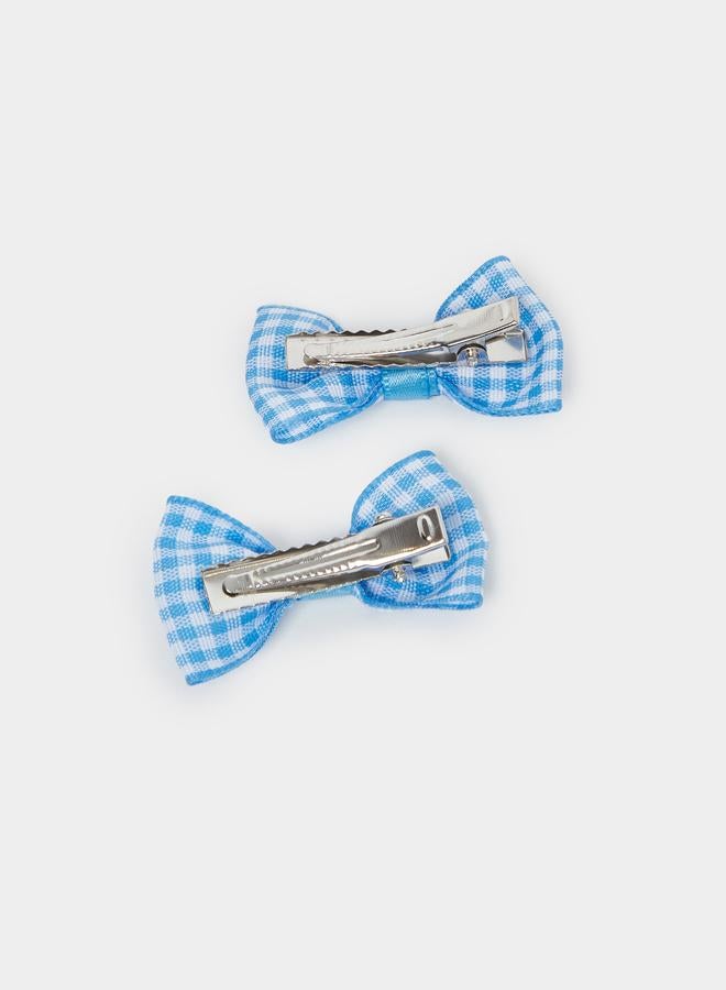 ستايلي مشبك شعر فيونكة كاروهات أزرق - Image 2