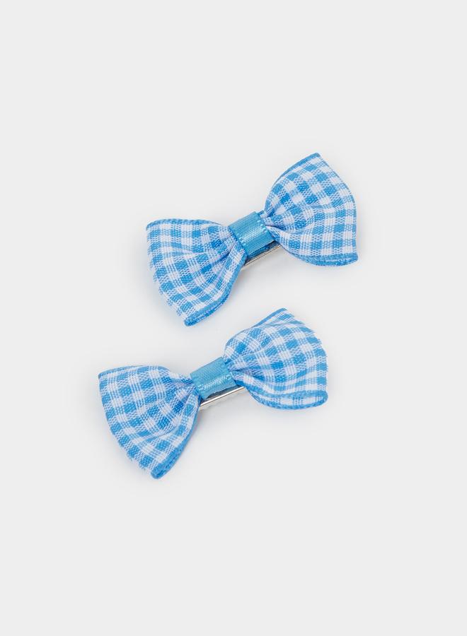 ستايلي مشبك شعر فيونكة كاروهات أزرق - Image 1