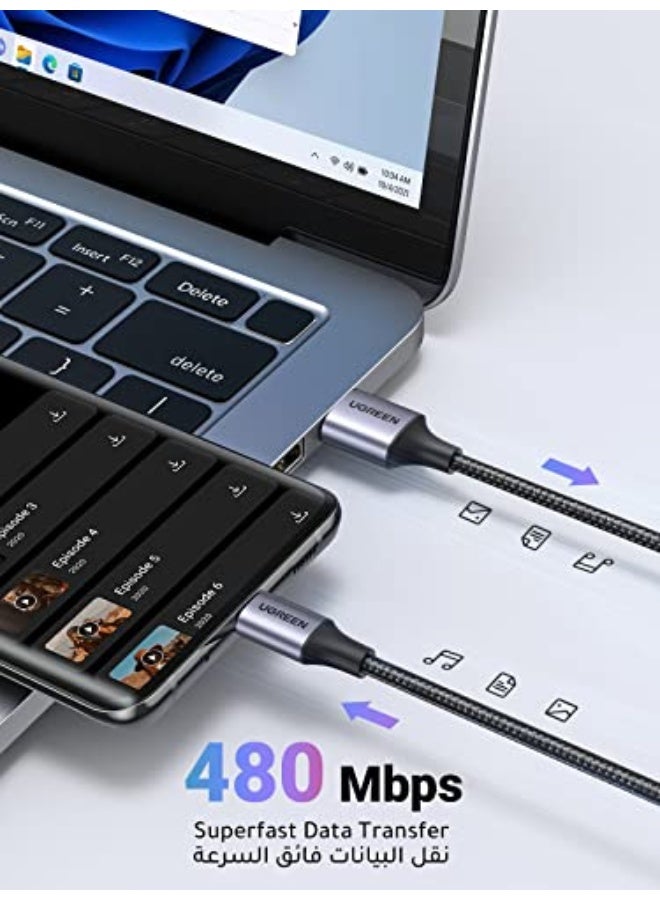 UGREEN ECO كابل USB C بطول 1 متر، مضفر من النايلون، سلك شحن سريع لـ Samsung Galaxy S24، Pixel 8، Redmi Note، iPad Pro 2022، MacBook Pro، Nintendo Switch، Huawei، PlayStation 5، إلخ. - Image 3