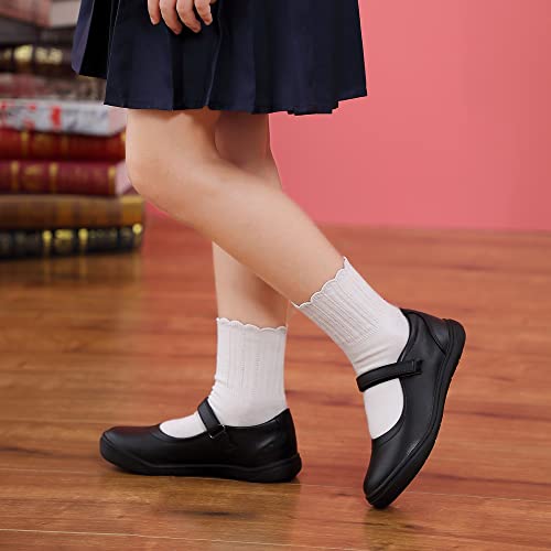 Tobfis Girl's Mary Jane Flats Lightweight School Uniform Shoes Black Dress Shoes,Black PU,6 M US Big Kid - Image 2