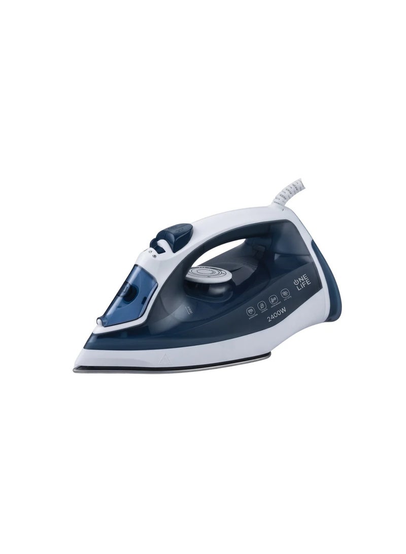 OneLife One Life, Steam Iron, 2400 Watt, Ceramic Base, ST270R-White * Blue - Image 1