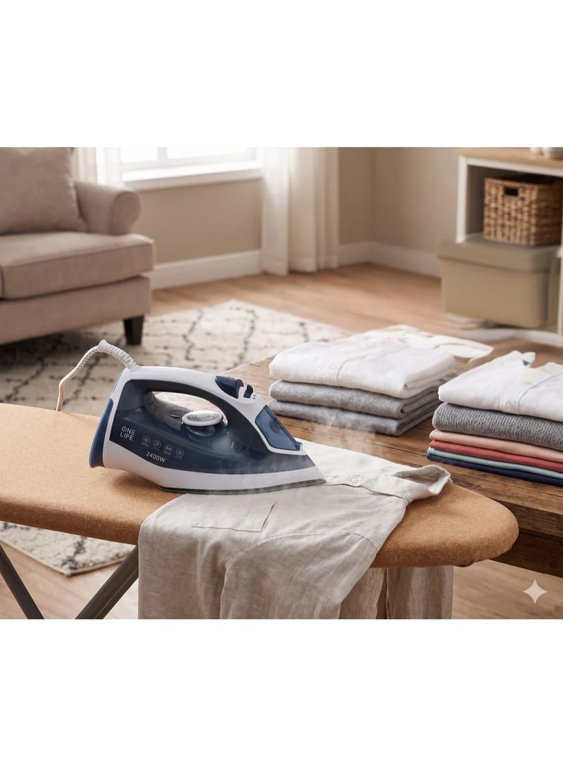 OneLife One Life, Steam Iron, 2400 Watt, Ceramic Base, ST270R-White * Blue - Image 3
