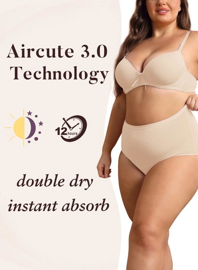 AIRCUTE Washable Urinary Incontinence Protective Underwear for Women Leak Proof Absorbent Reusable Panties 60ML 1 Pack (Beige, 4X-Large) - Image 2