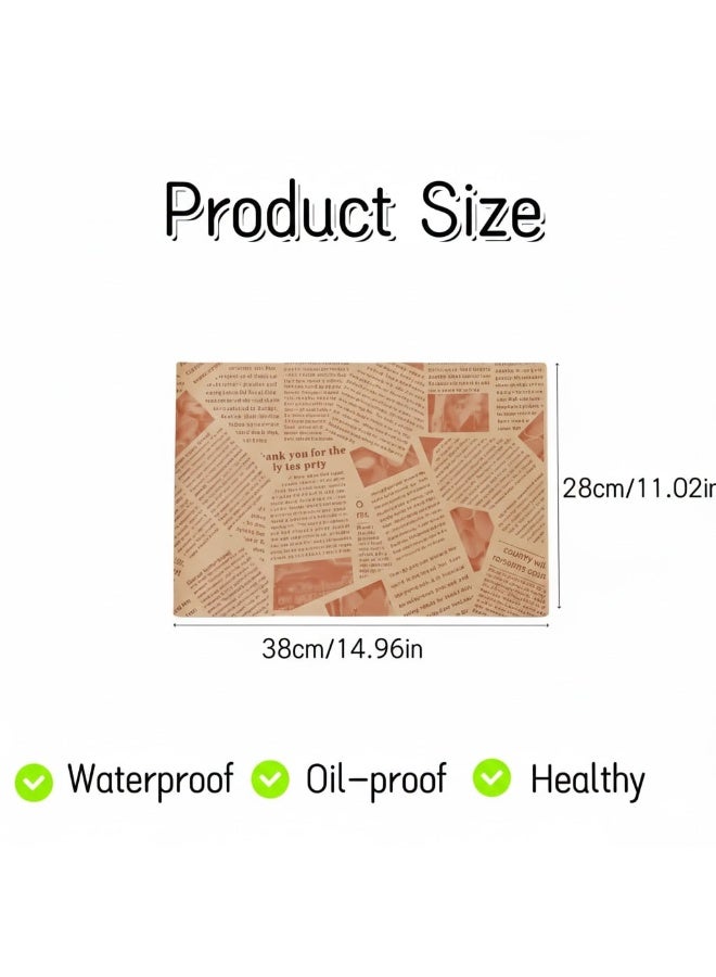 أديلي 100 قطعة ورق تغليف طعام وورق برشمان 38×28 سم، ورق خبز مقاوم للدهون والزيوت، آمن للاستخدام الغذائي، للسندويشات والبرجر والخبز - Image 2