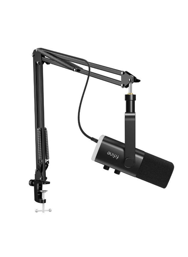FIFINE AmpliGame AM8T USB/XLR Dynamic Microphone Kit with Boom Arm Stand, Black - Image 3