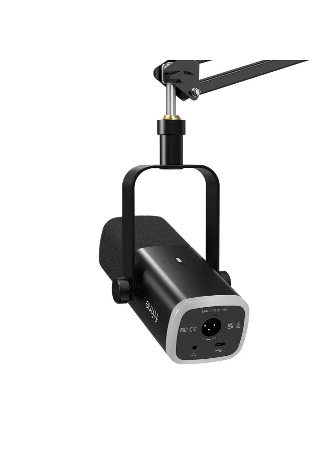 FIFINE AmpliGame AM8T USB/XLR Dynamic Microphone Kit with Boom Arm Stand, Black - Image 2