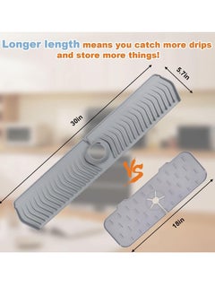 Peachjoy Kitchen Sink Splash Guard, 30" x 5.7" Silicone Faucet Handle Drip Catcher Tray Mat, Slope Upgraded Faucet Mat, Longer Silicone Sink Mat for Kitchen Bathroom  - Image 2