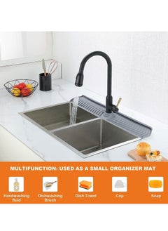 Peachjoy Kitchen Sink Splash Guard, 30" x 5.7" Silicone Faucet Handle Drip Catcher Tray Mat, Slope Upgraded Faucet Mat, Longer Silicone Sink Mat for Kitchen Bathroom  - Image 5