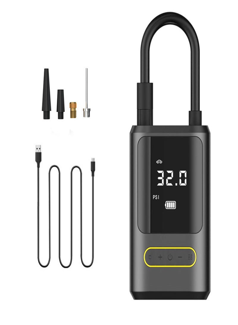 Portable Cordless Air Compressor USB Rechargeable Car Tire Inflator Power Bank Air Pump 150PSI with Digital Screen and LED Lights for Cars, Motorcycles, E-bikes, and Balls - Image 1