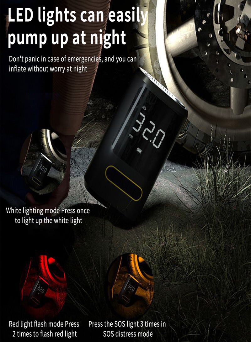 Portable Cordless Air Compressor USB Rechargeable Car Tire Inflator Power Bank Air Pump 150PSI with Digital Screen and LED Lights for Cars, Motorcycles, E-bikes, and Balls - Image 2