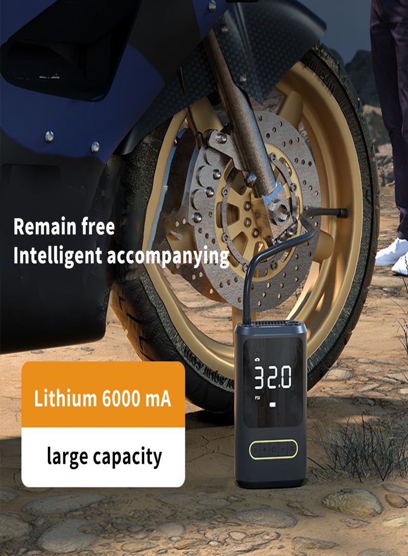 Portable Cordless Air Compressor USB Rechargeable Car Tire Inflator Power Bank Air Pump 150PSI with Digital Screen and LED Lights for Cars, Motorcycles, E-bikes, and Balls - Image 5
