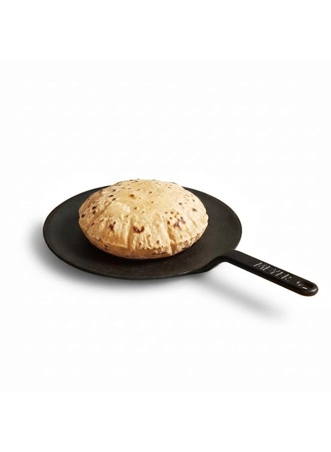 Meyer Pre-Seasoned Cast Iron Roti/Chapati/Dosa Tawa Pan with Stick Handle, Dosa Kallu, Iron Tawa Big Size | Pre-Seasoned Cast Iron Cookware | Gas Stovetop Compatible | 26cm, Black - Image 1