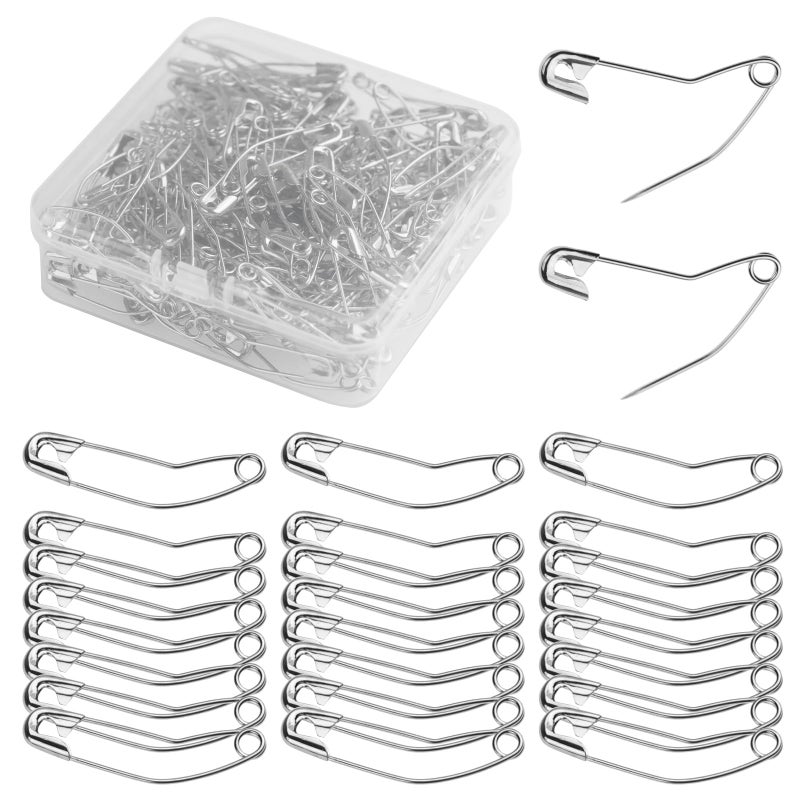MASONEE 100 Pack Curved Safety Pins for Quilting Basting Pins 38mm15inch Quilting Safety Pins Stainless Steel Quilting Pins - Image 3