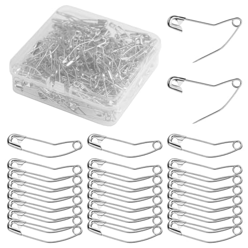 MASONEE 100 Pack Curved Safety Pins for Quilting Basting Pins 38mm15inch Quilting Safety Pins Stainless Steel Quilting Pins - Image 1