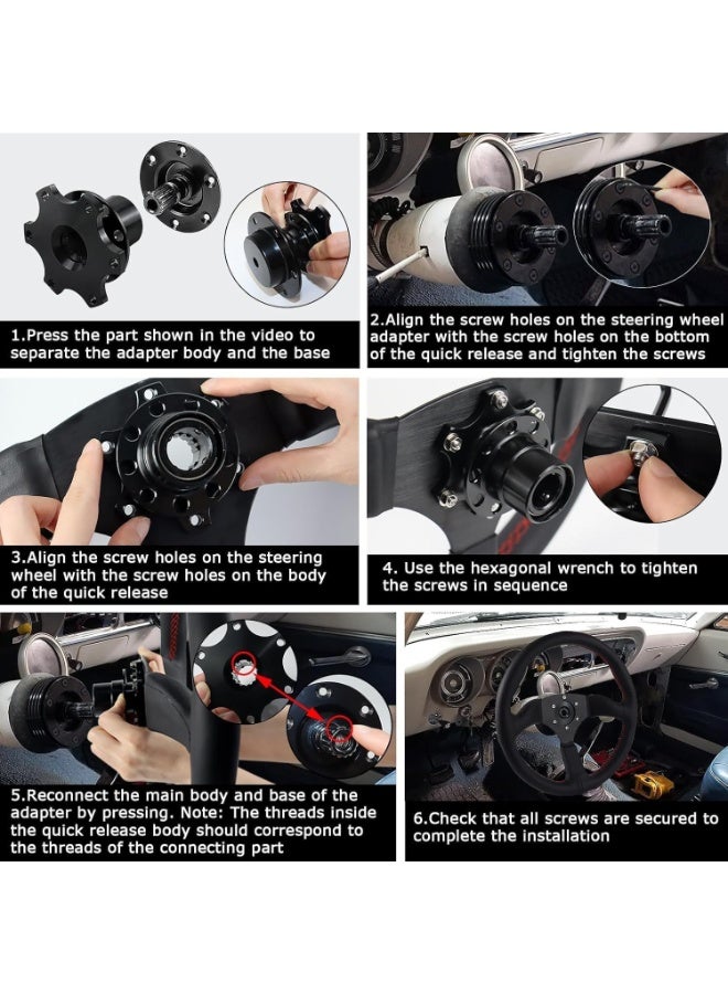 LAMAY Steering Wheel Quick Release, Universal 6 Hole Snap off Boss Kit for Race/Rally/Motorsport[Horn Button Not Supported] (Color : Black) - Image 5
