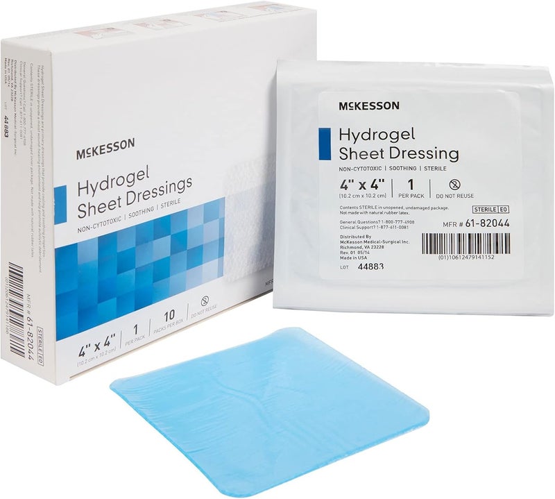 McKesson Hydrogel Sheet Dressing, Sterile, 4 in x 4 in, 10 count
