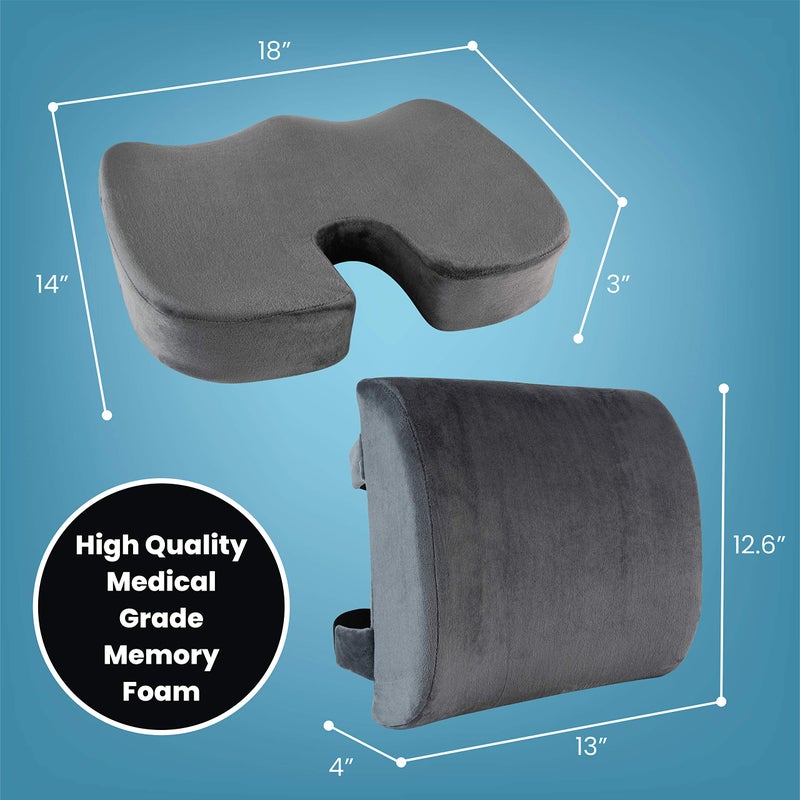 Healthy Spirit Memory Foam Seat Cushion and Lumbar Back Cushion Combo Set | Office Chair Cushion Set, Car Seat .., Gray - Image 5