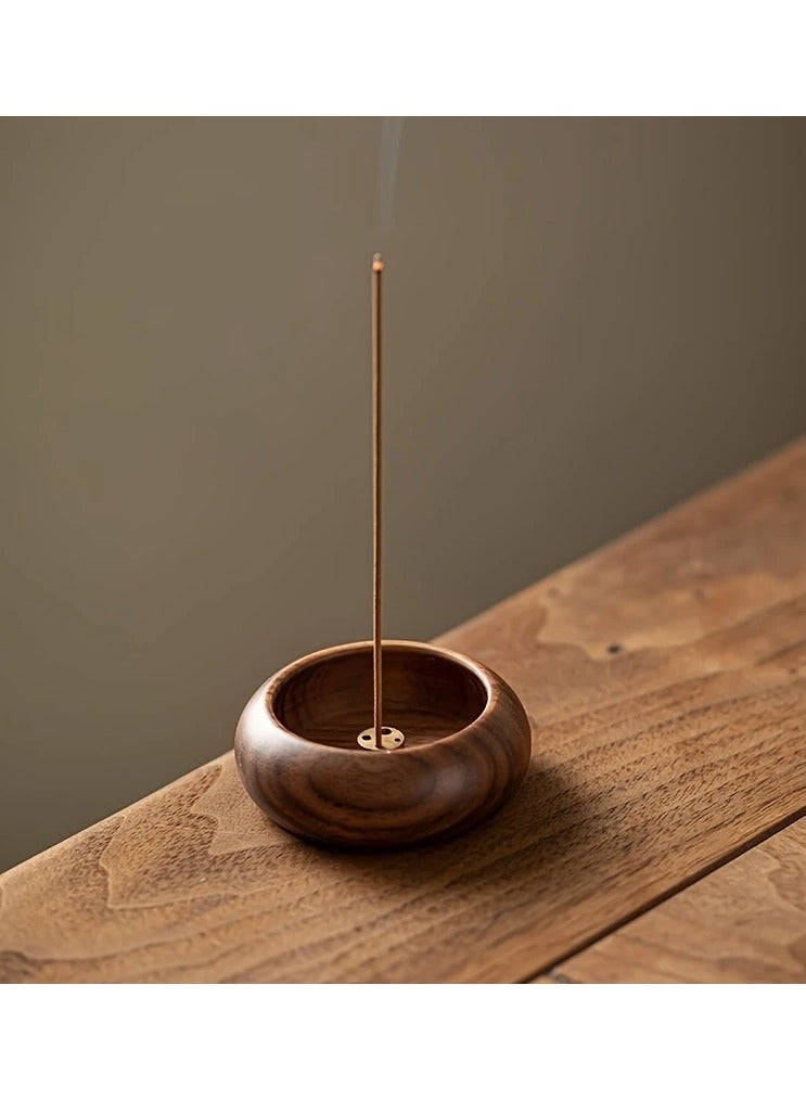 Sandalwood and Oud Incense Holder - Multi-Slot Wooden Base for Backflow Sticks, Elegant Small Zen Decor for Home/Altar, Natural Design Leaves No Trace - Image 1
