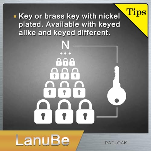 LanuBe Lock Laminated Steel Keyed Padlock,Keyed Alike Locks, Long Shackle Padlock,Pack of 12 - Image 3