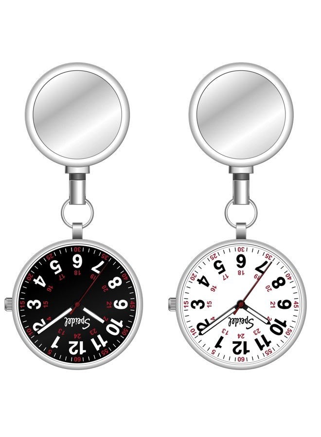 Speidel Nurse Fob Scrub Watch for Medical Professionals, Clip on Watch with Second Hand, Easy to Read, Retractable Rope, Black/White Dial, OG, OG - Image 1