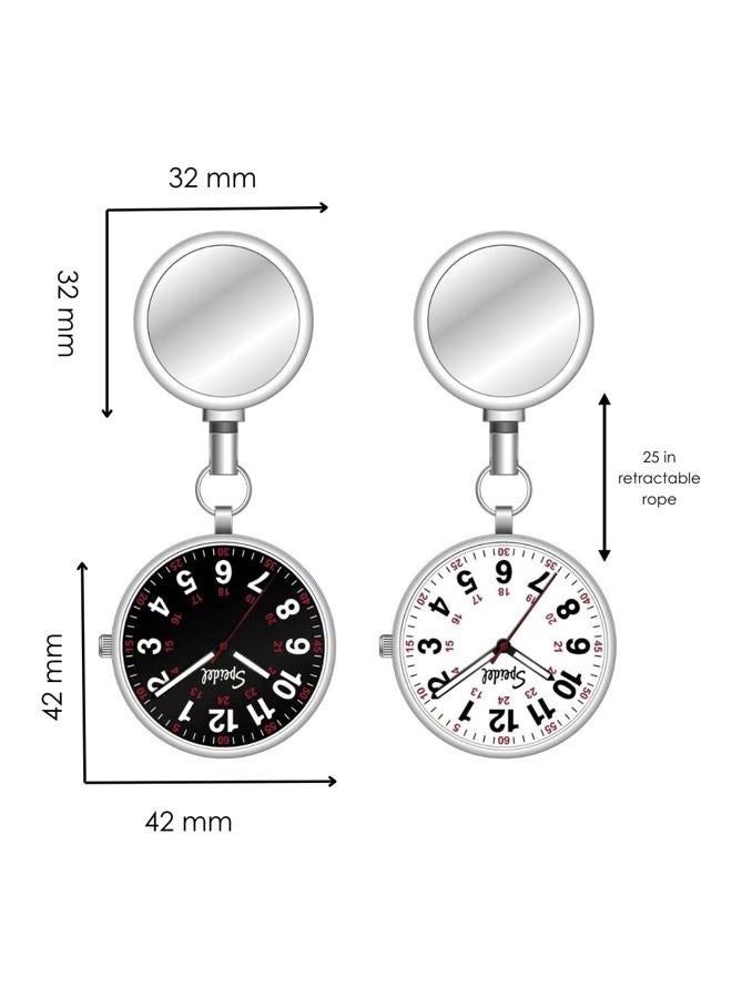 Speidel Nurse Fob Scrub Watch for Medical Professionals, Clip on Watch with Second Hand, Easy to Read, Retractable Rope, Black/White Dial, OG, OG - Image 4