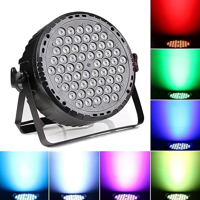 HEADLY LED Par Stage Light, 60 RGB LEDs, DJ Party Lighting with Easy Setup Mount, Black - Image 4
