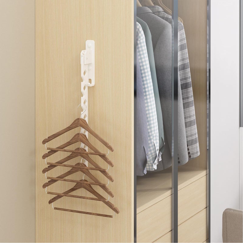 Dancrul Wall Mounted Clothes Drying Rack Foldable Laundry Hanger Wall Mount Wall Clothes Rack For Laundry Room  Clothes Hanger Indoor Perfect For Small Spaces White 2 Packs - Image 3