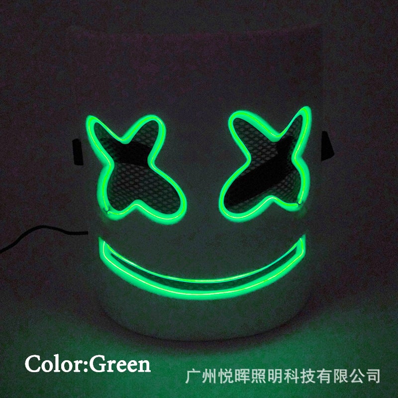 Baoda Electronic Music Festival Marshmallow Dj Headgear Cos Halloween Luminous Mask Led Luminous Marshmallow Headgear - Image 2