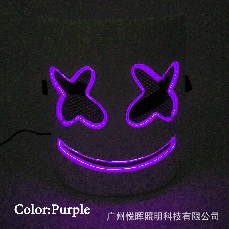Baoda Electronic Music Festival Marshmallow Dj Headgear Cos Halloween Luminous Mask Led Luminous Marshmallow Headgear - Image 1