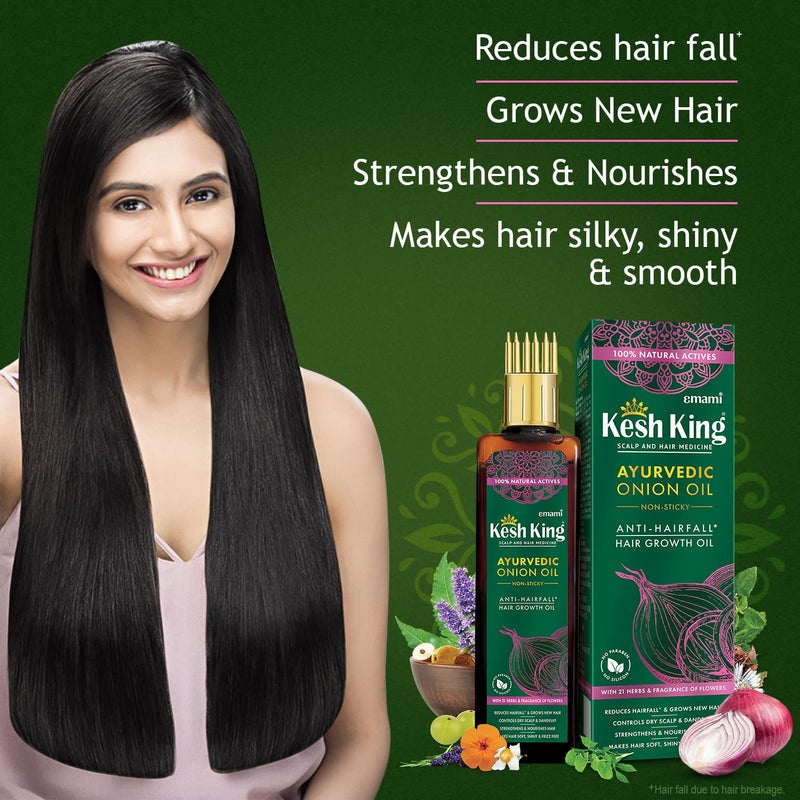KESH KING Organic Onion Hair Oil with Curry Leaves | Anti Hair Loss & Fall Control Oil | Enhance Hair Growth | Makes Hair Soft, Shiny & Frizz-Free | 6.76 Fl Oz (200ml) - Image 4
