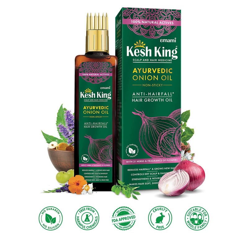KESH KING Organic Onion Hair Oil with Curry Leaves | Anti Hair Loss & Fall Control Oil | Enhance Hair Growth | Makes Hair Soft, Shiny & Frizz-Free | 6.76 Fl Oz (200ml) - Image 3
