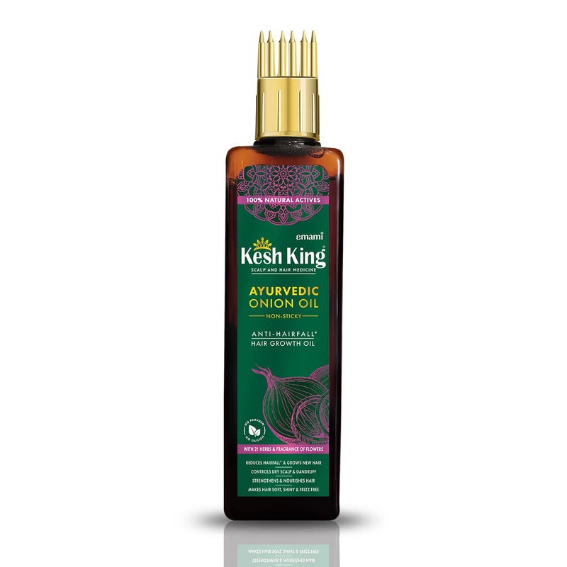 KESH KING Organic Onion Hair Oil with Curry Leaves | Anti Hair Loss & Fall Control Oil | Enhance Hair Growth | Makes Hair Soft, Shiny & Frizz-Free | 6.76 Fl Oz (200ml) - Image 1