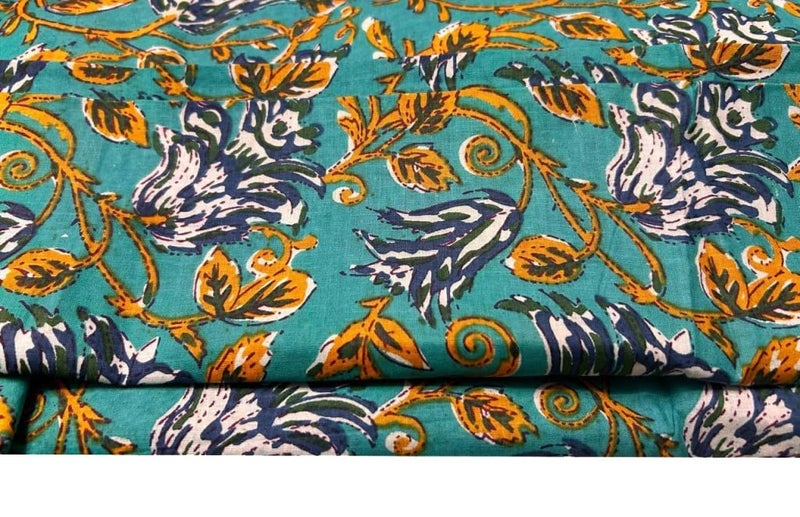 Kalap Floral Printed Cotton Cloth Materiel Indian Cotton Hand Block Print Fabric Running Jaipuri Hand Block Printed Women Dress Material Kurtis Natural 43 Inches 2 Meter - Image 4
