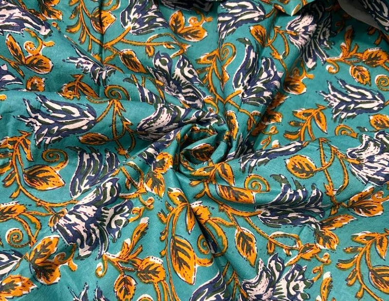 Kalap Floral Printed Cotton Cloth Materiel Indian Cotton Hand Block Print Fabric Running Jaipuri Hand Block Printed Women Dress Material Kurtis Natural 43 Inches 2 Meter - Image 3
