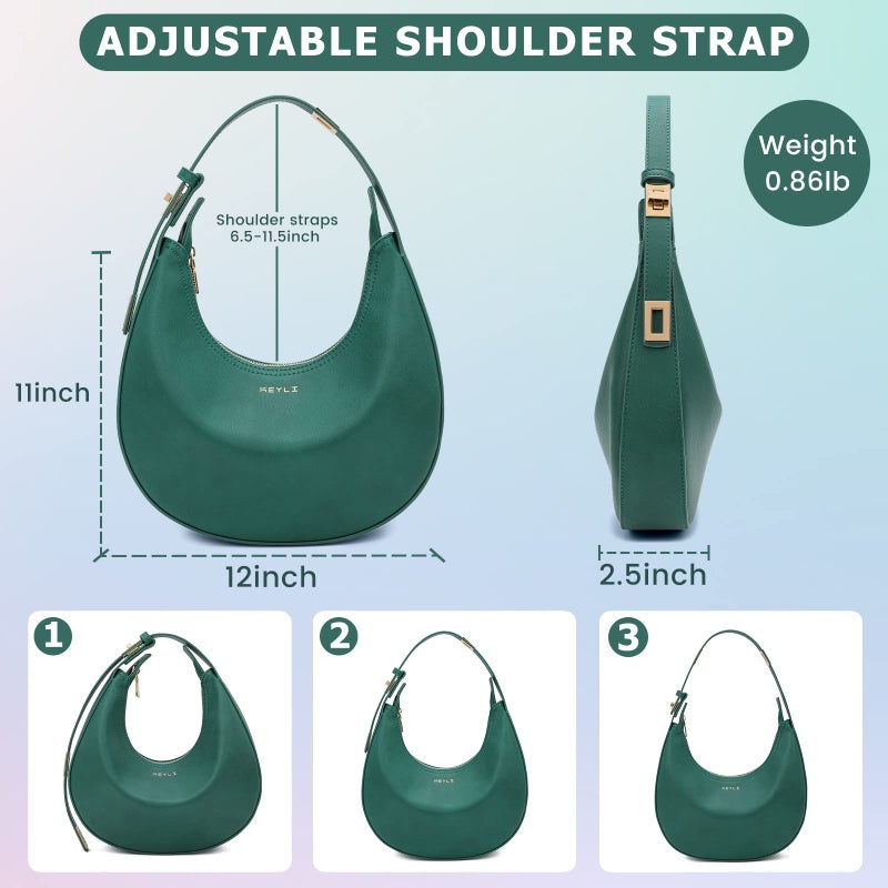 Keyli Keyli Women's Waterproof Leather Small Clutch Purse, Trendy Zipper Top Handle Bags, Mini Purses, Cute Tote Bags with Adjustable Strap, Green  - Image 5