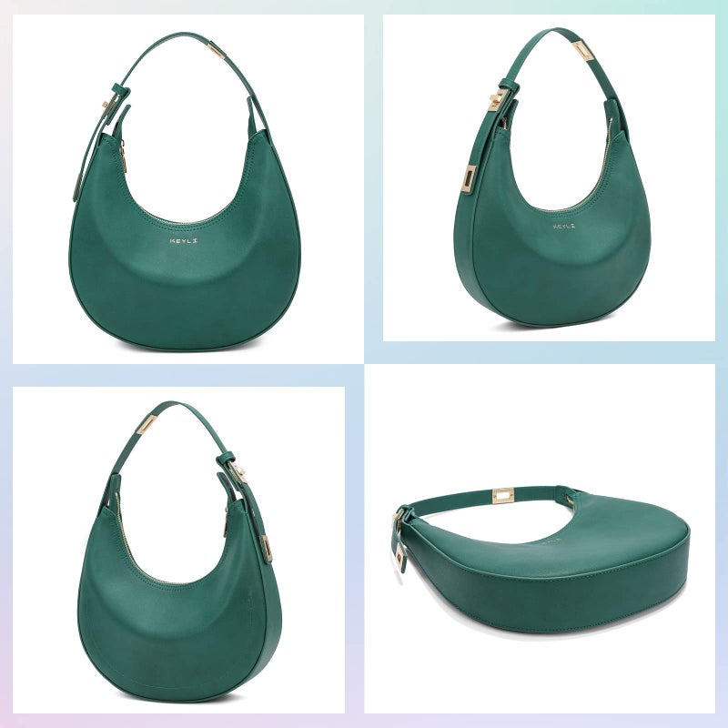 Keyli Keyli Women's Waterproof Leather Small Clutch Purse, Trendy Zipper Top Handle Bags, Mini Purses, Cute Tote Bags with Adjustable Strap, Green  - Image 4