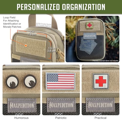MAXPEDITION Double-Decker Mini Pocket Organizer (4” x 2.5” x 6”) EDC Pouch, Tactical Tool Pouch for Organization, MOLLE Accessories for Everyday Carry (Khaki) 0258K - Image 5