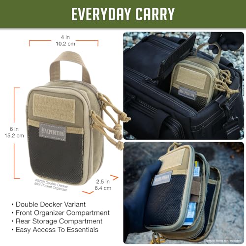 MAXPEDITION Double-Decker Mini Pocket Organizer (4” x 2.5” x 6”) EDC Pouch, Tactical Tool Pouch for Organization, MOLLE Accessories for Everyday Carry (Khaki) 0258K - Image 2