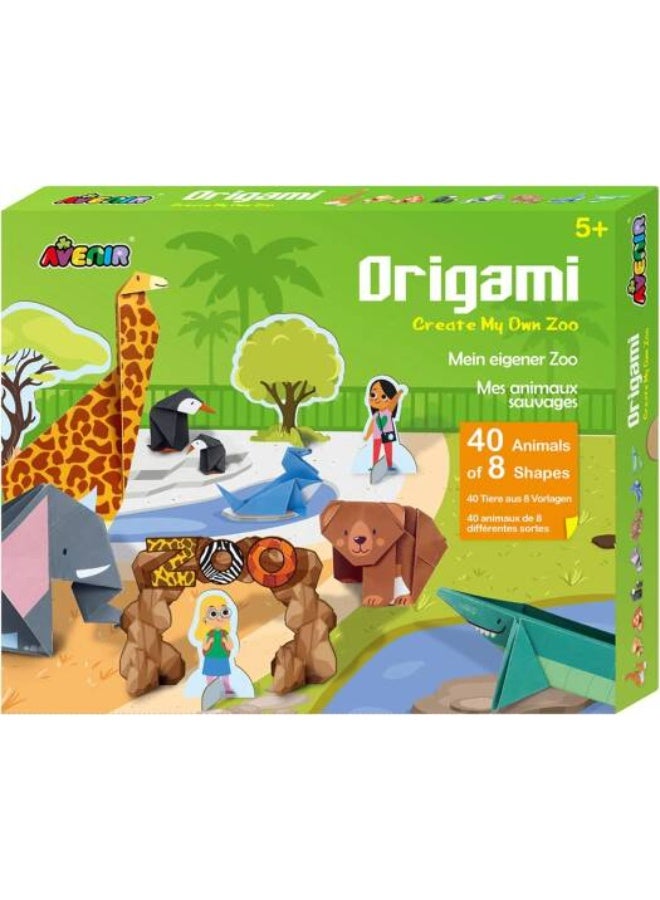 أفينير Origami Create My Own Zoo Fold 8 Vivid Animals and Cardboard Characters 40 Double-sided Folding Sheets Big Themed Activities Poster for Kids 5+ - Image 1